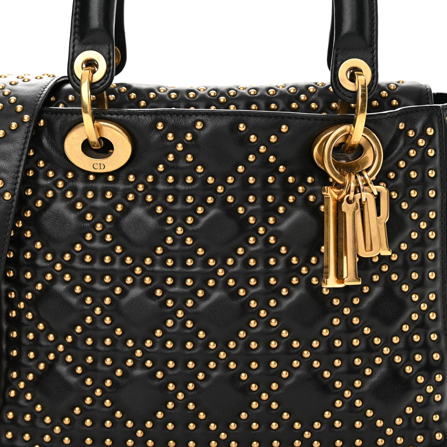 Christian Dior Calfskin Cannage Studded Medium Supple Lady Dior Black 8 of 16
