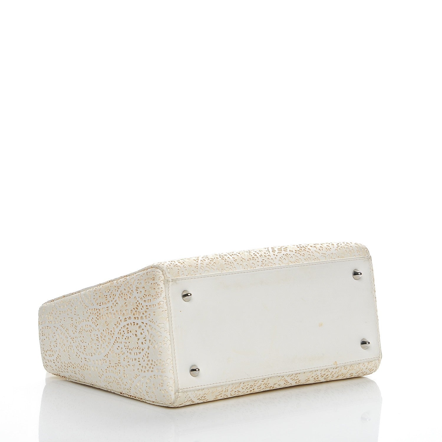 Christian Dior Laced Calfskin Medium Lady Dior Off White 4 of 12