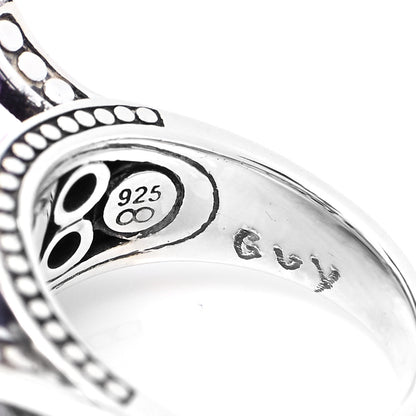John Hardy Sterling Silver Amethyst White Sapphire Three Stone Cocktail Ring 54 7 5 of 5