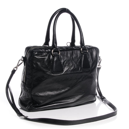 Prada Nappa Leather Antique Satchel Nero Black 3 of 10