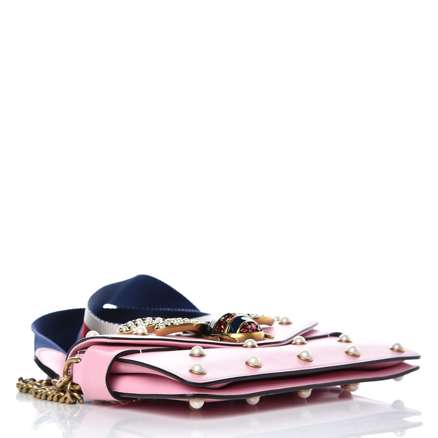 Nappa Pearl Studded Mini Queen Margaret Broadway Shoulder Bag Sugar Pink