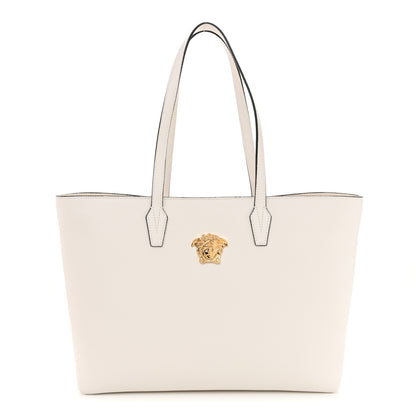 Versace Grained Calfskin La Medusa Shopping Tote White 1 of 11