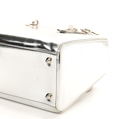 Christian Dior Metallic Patent Calfskin Medium Lady Dior Silver 10 of 15