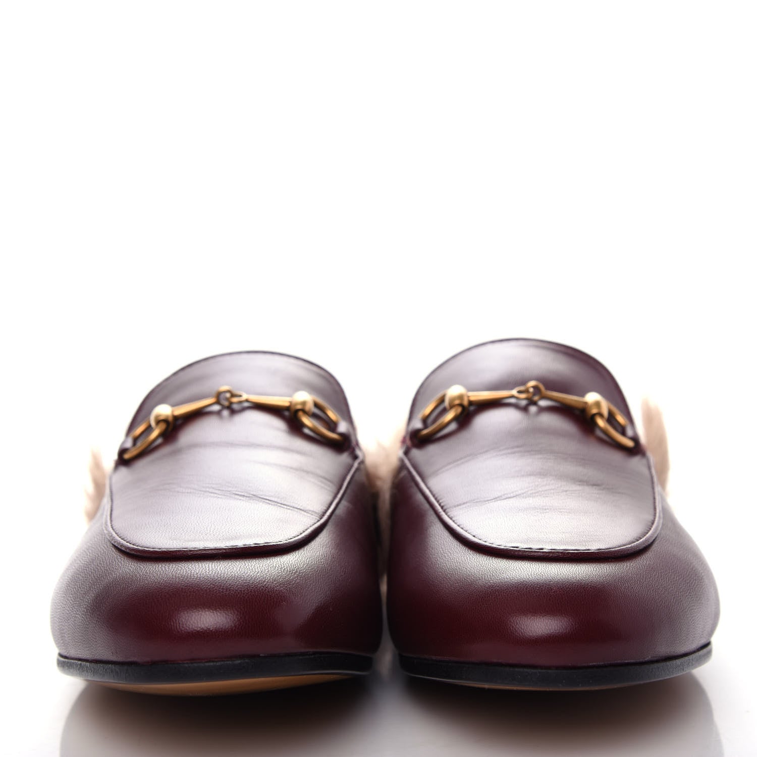 Gucci Malaga Kid Fur Womens Princetown Slippers 38 Vintage Bordeaux 2 of 10