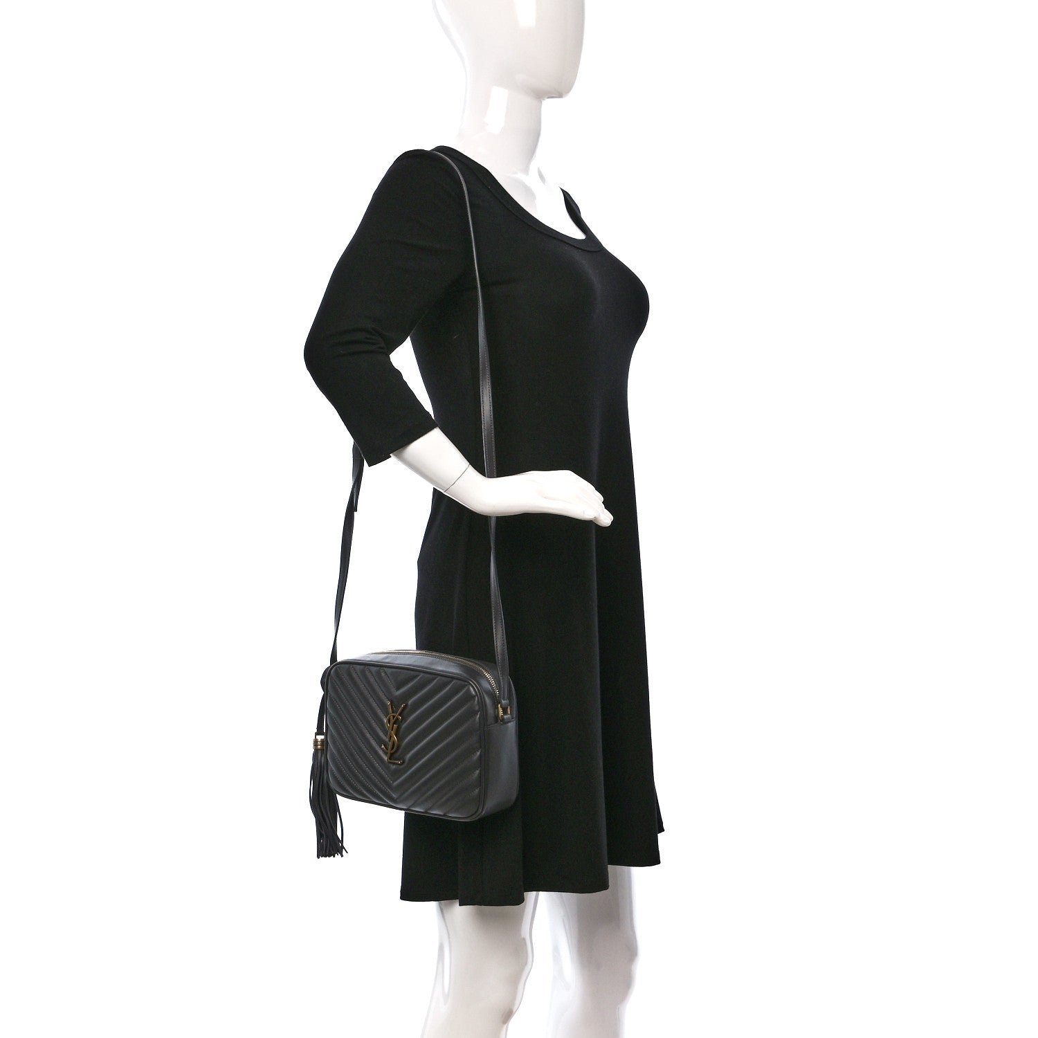 Saint Laurent Calfskin Matelasse Monogram Lou Camera Bag Storm 2 of 8