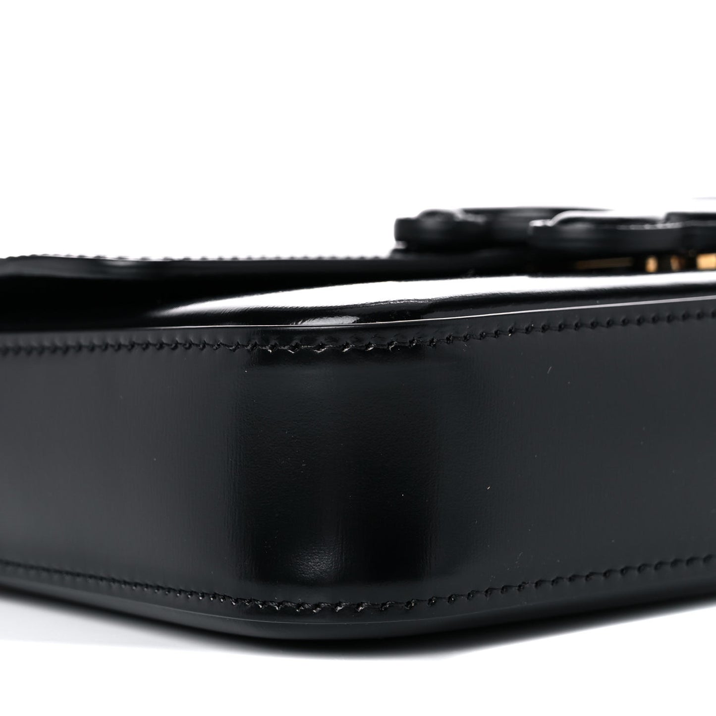 Shiny Calfskin Cuir Triomphe Chain Shoulder Bag Black