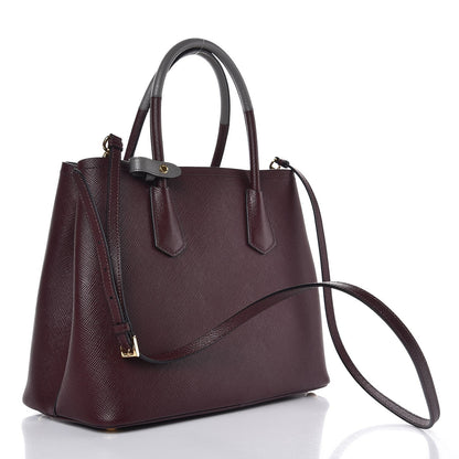 Prada Saffiano Cuir Small Bi-Color Double Bag Granato Marmo 3 of 6