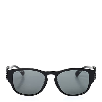 Chanel Acetate Crystal Baguette Chain CC Sunglasses 5454-Q-A Black 2 of 7