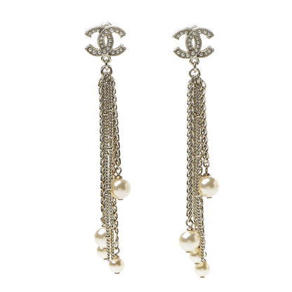 Chanel Pearl CC Chain Drop Earrings Gold 1 of 5