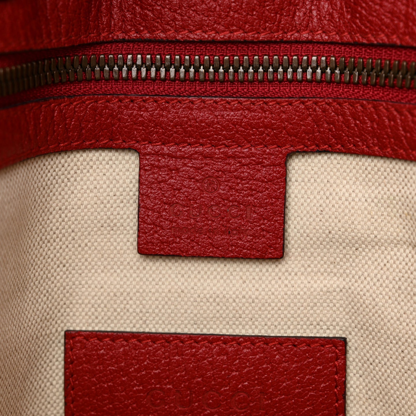 Soft GG Supreme Monogram Web Bosco Patch Vertical Tote Beige Malva Hibiscus Red