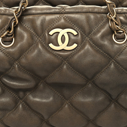 Chanel Calfskin Bubble Quilt Bowler Brown 8 of 12