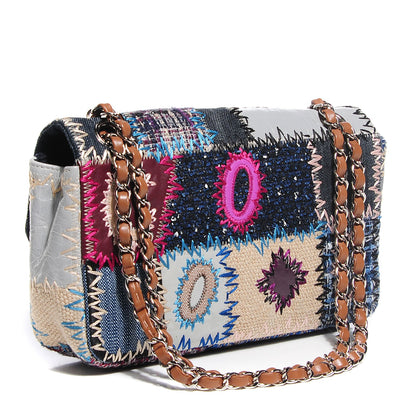 Chanel Denim Tweed Patchwork Medium Single Flap Multicolor 3 of 8