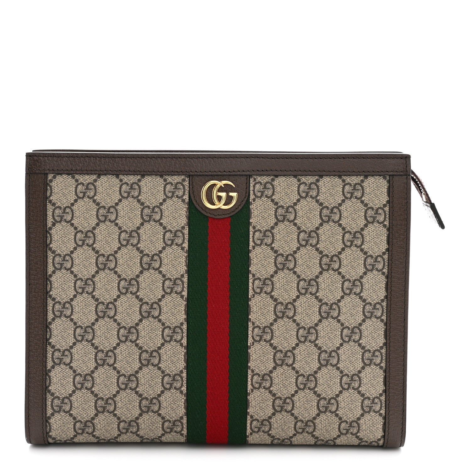 Gucci GG Supreme Monogram Web Ophidia Pouch Brown 1 of 7