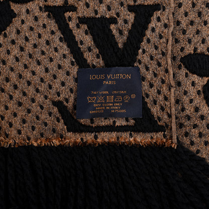 Louis Vuitton Wool Silk Monogram Giant Jungle Logomania Shine Scarf Black 6 of 7