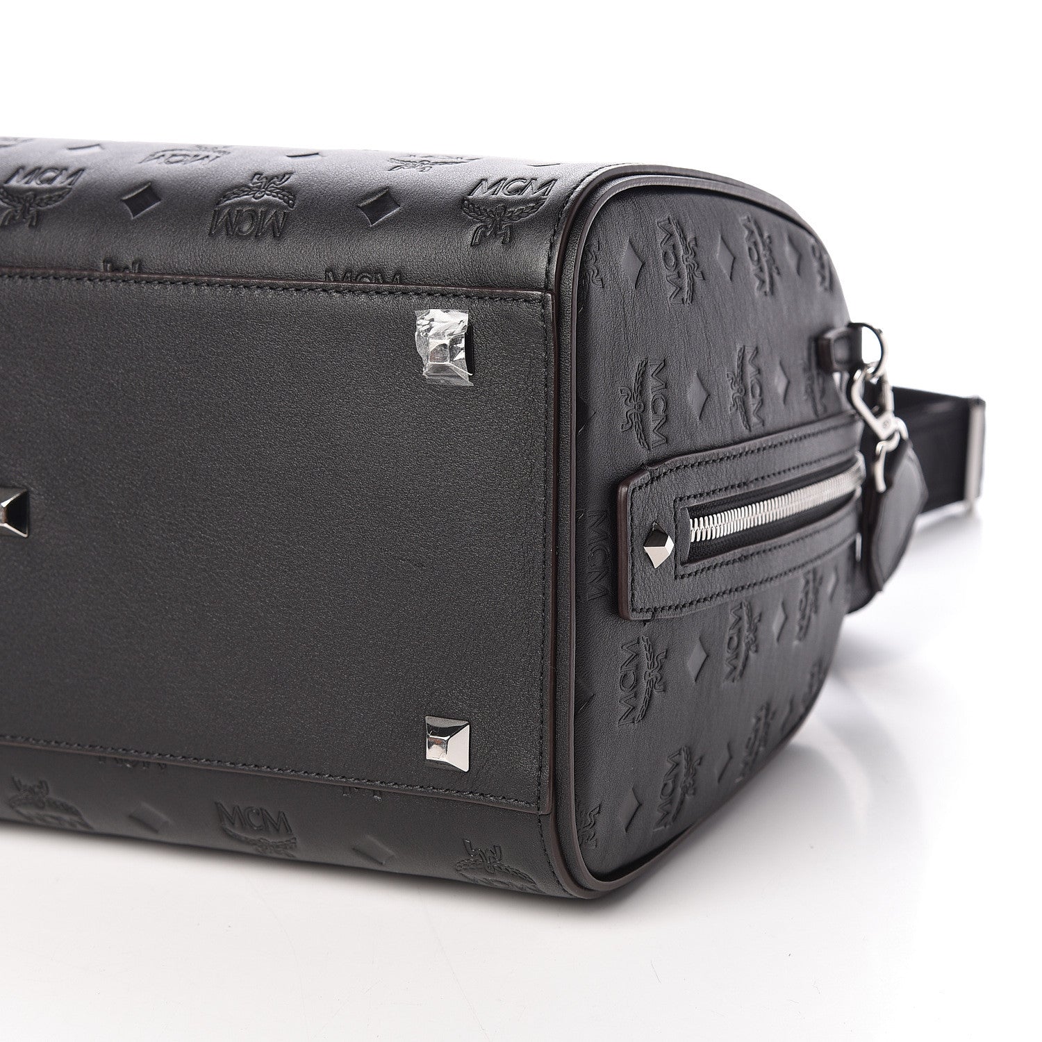 MCM Calfskin Ottomar Monogram Essential Boston Bag Black 10 of 10