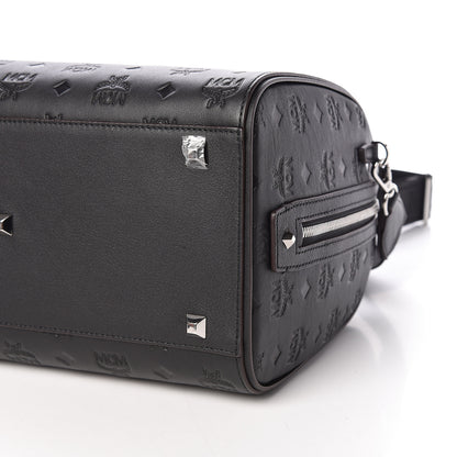 MCM Calfskin Ottomar Monogram Essential Boston Bag Black 10 of 10