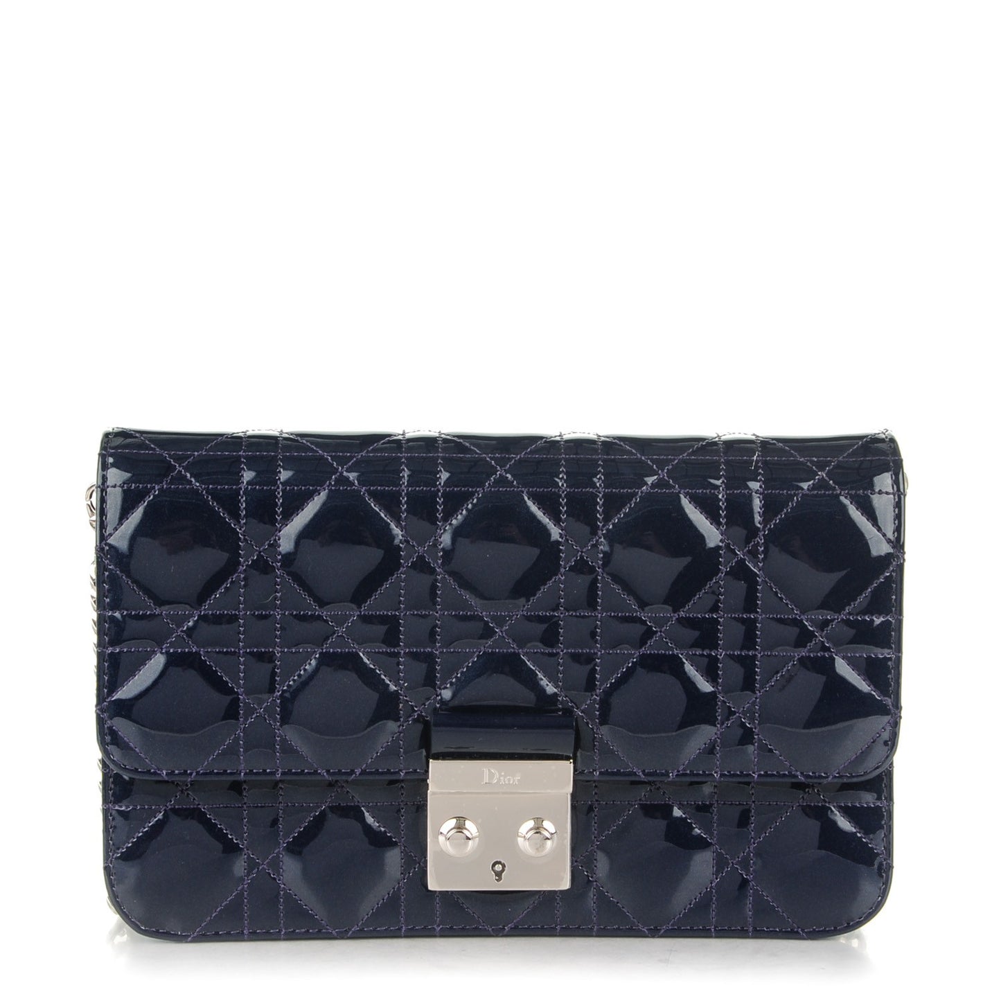 Patent Cannage Large Miss Dior Promenade Pouch Midnight Blue