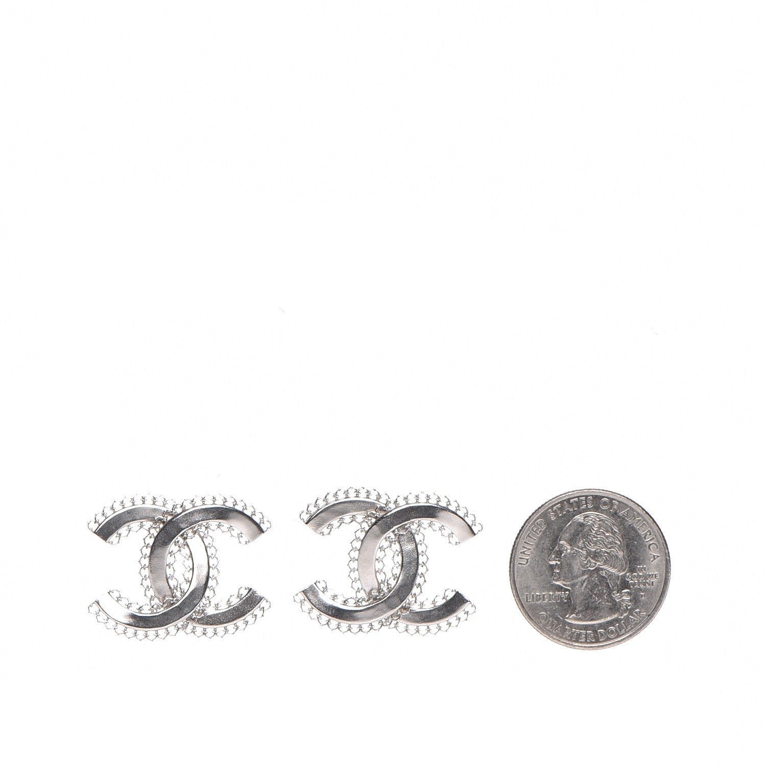 Chanel Scalloped CC Earrings Silver 2 of 6