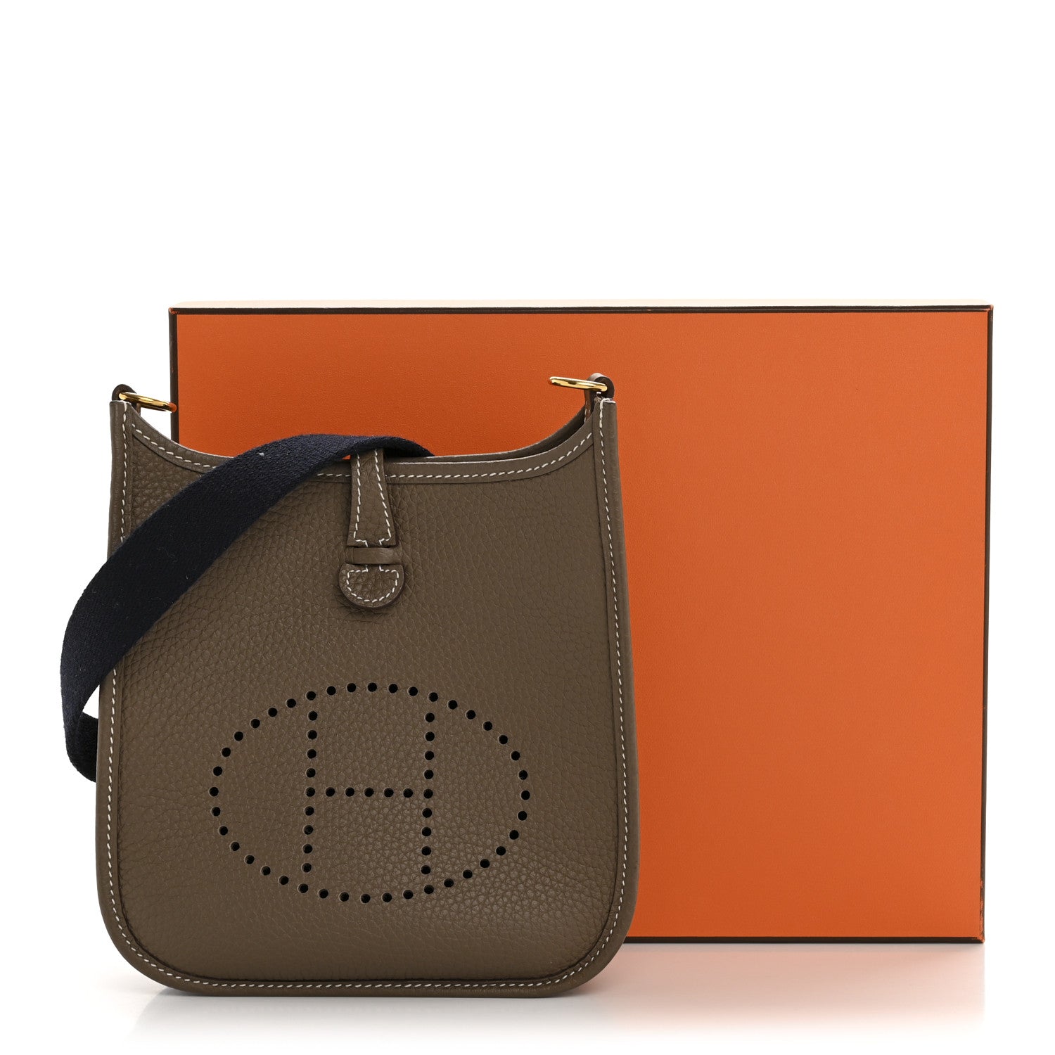 エルメス Hermes Taurillon Clemence Amazone Evelyne TPM Etoupe Bleu Indigo