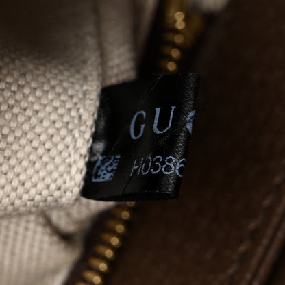 Gucci Monogram Jumbo GG Textured Dollar Calfskin Embroidered Horsebit 1955 Shoulder Bag Camel Ebony New Acero Multicolor 7 of 10