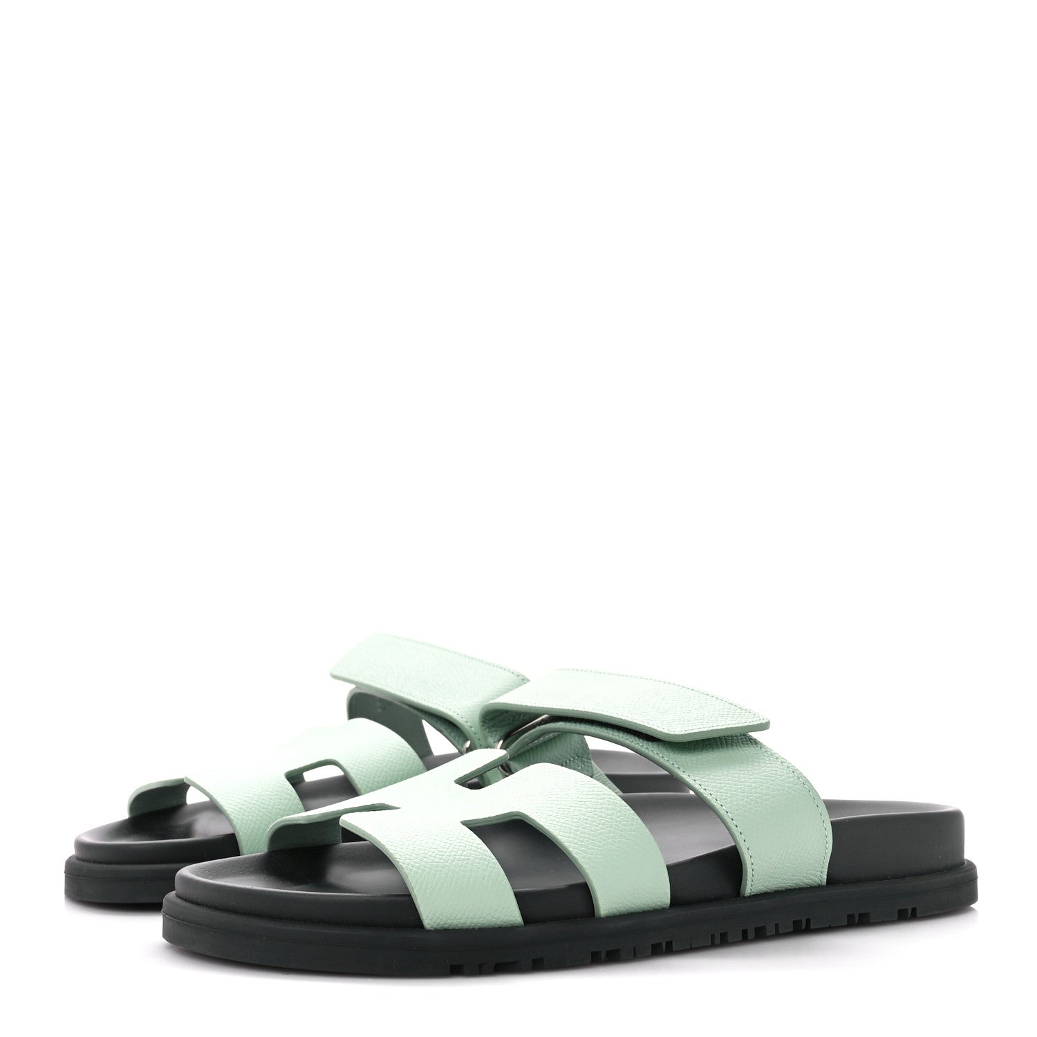 Hermes Epsom Womens Chypre Sandals 37.5 Vert Jade 3 of 10