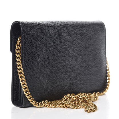 Gucci Calfskin GG Marmont Chain Wallet Black 3 of 9