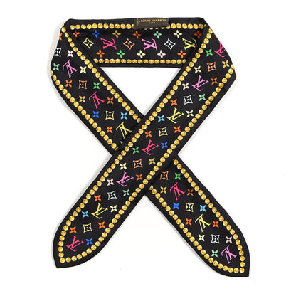 Louis Vuitton Silk Monogram Multicolor Bijou Bandeau Black 1 of 4