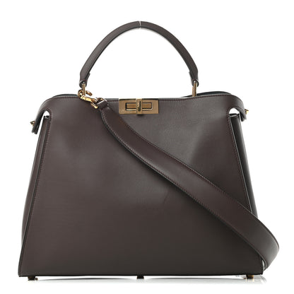 Fendi Vitello Large Peekaboo Iconic Essentially Satchel Brown Light Blue 1 of 16