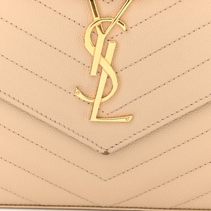 Saint Laurent Grain De Poudre Matelasse Chevron Monogram Envelope Chain Wallet Nude Powder 14 of 15