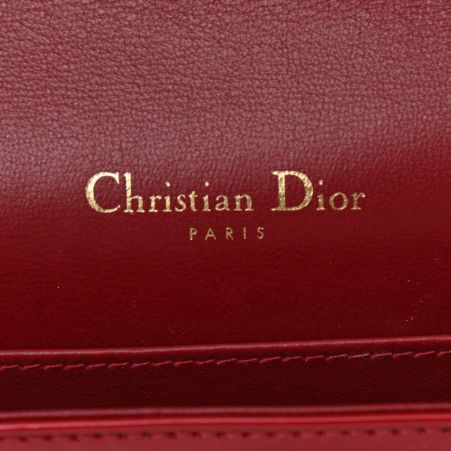 Christian Dior Patent Cannage Lady Dior Chain Wallet Red 6 of 9