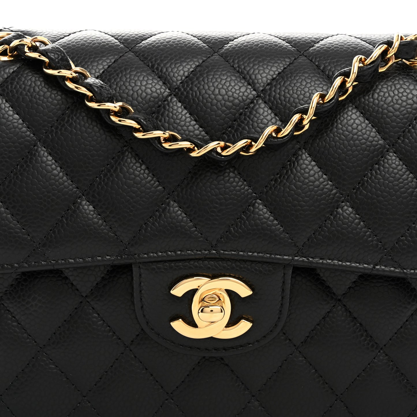 Caviar Quilted Small Double Flap Black