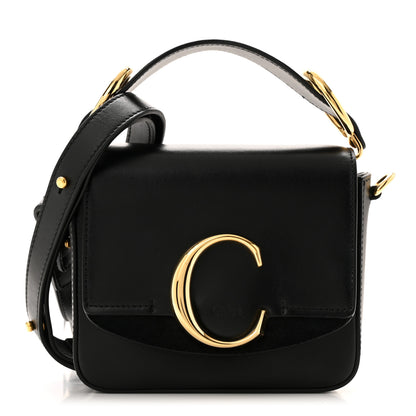Chloe Shiny Calfskin Suede Mini C Double Carry Black 1 of 11