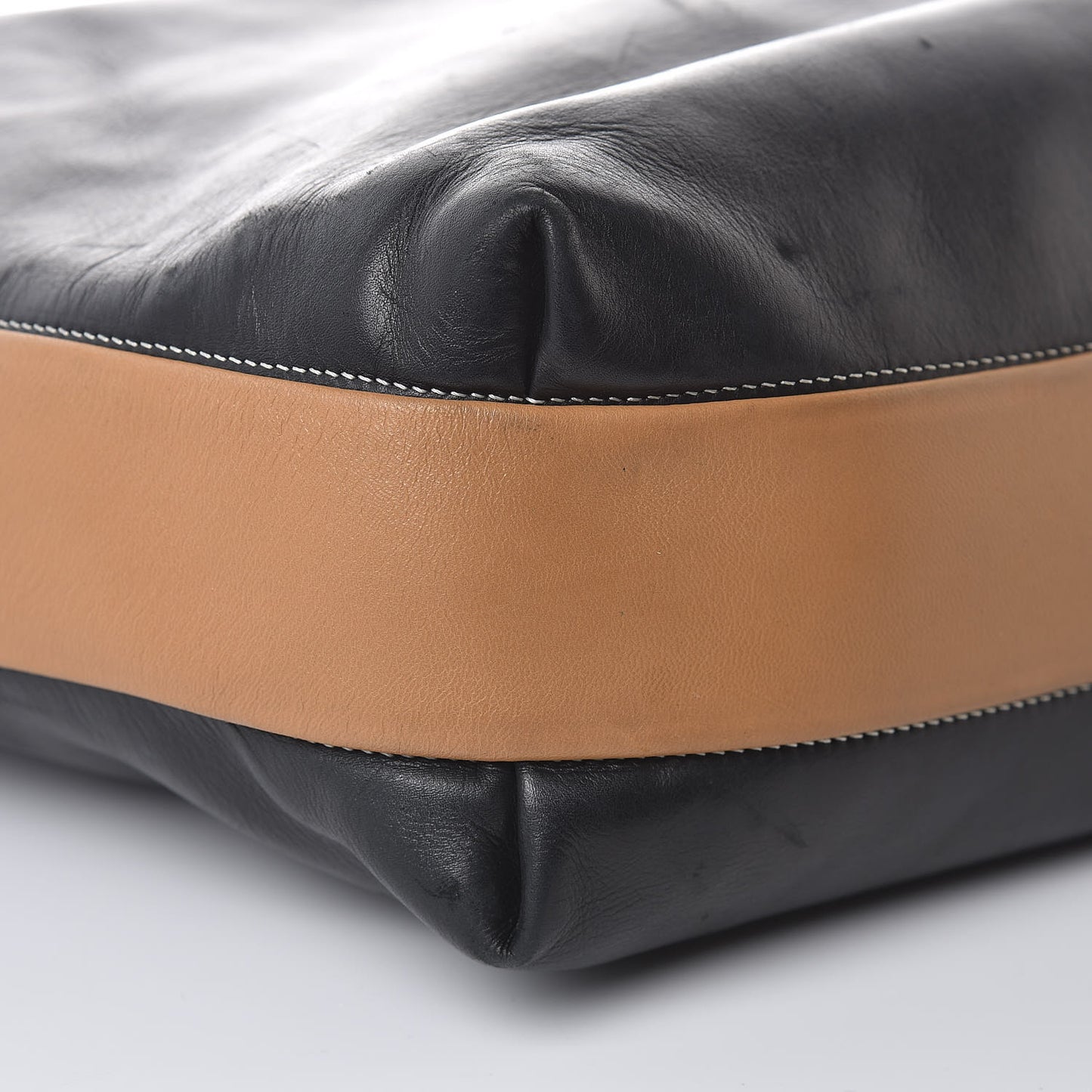 Lambskin Calfskin Band Twisted Cabas Black
