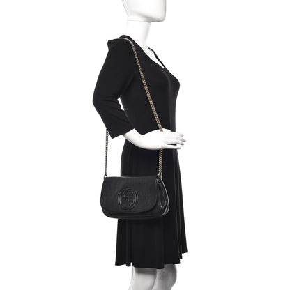 Gucci Pebbled Calfskin Medium Soho Flap Crossbody Black 2 of 11