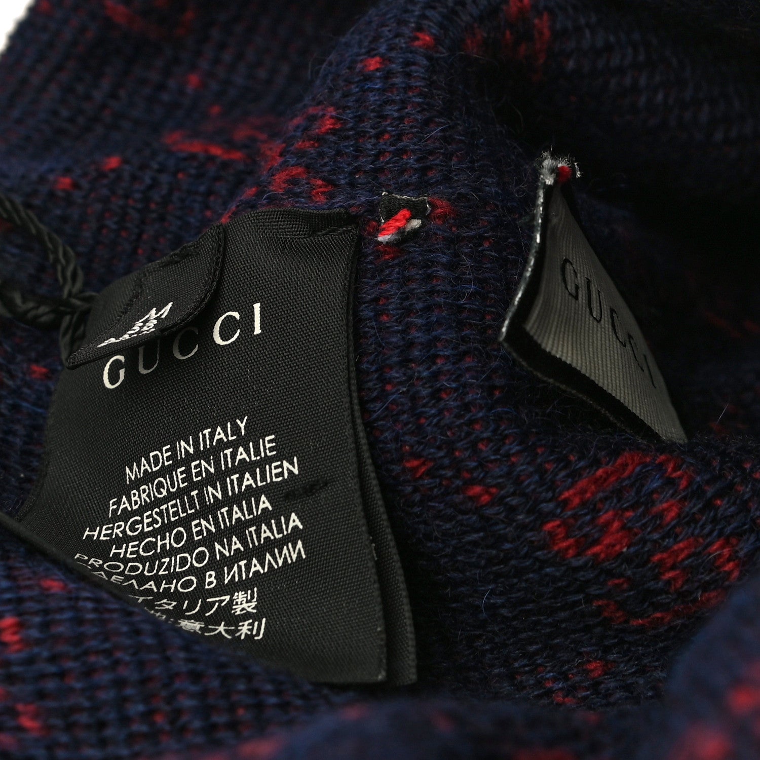 Gucci Wool Alpaca GG Monogram Beanie Hat M Navy 5 of 10