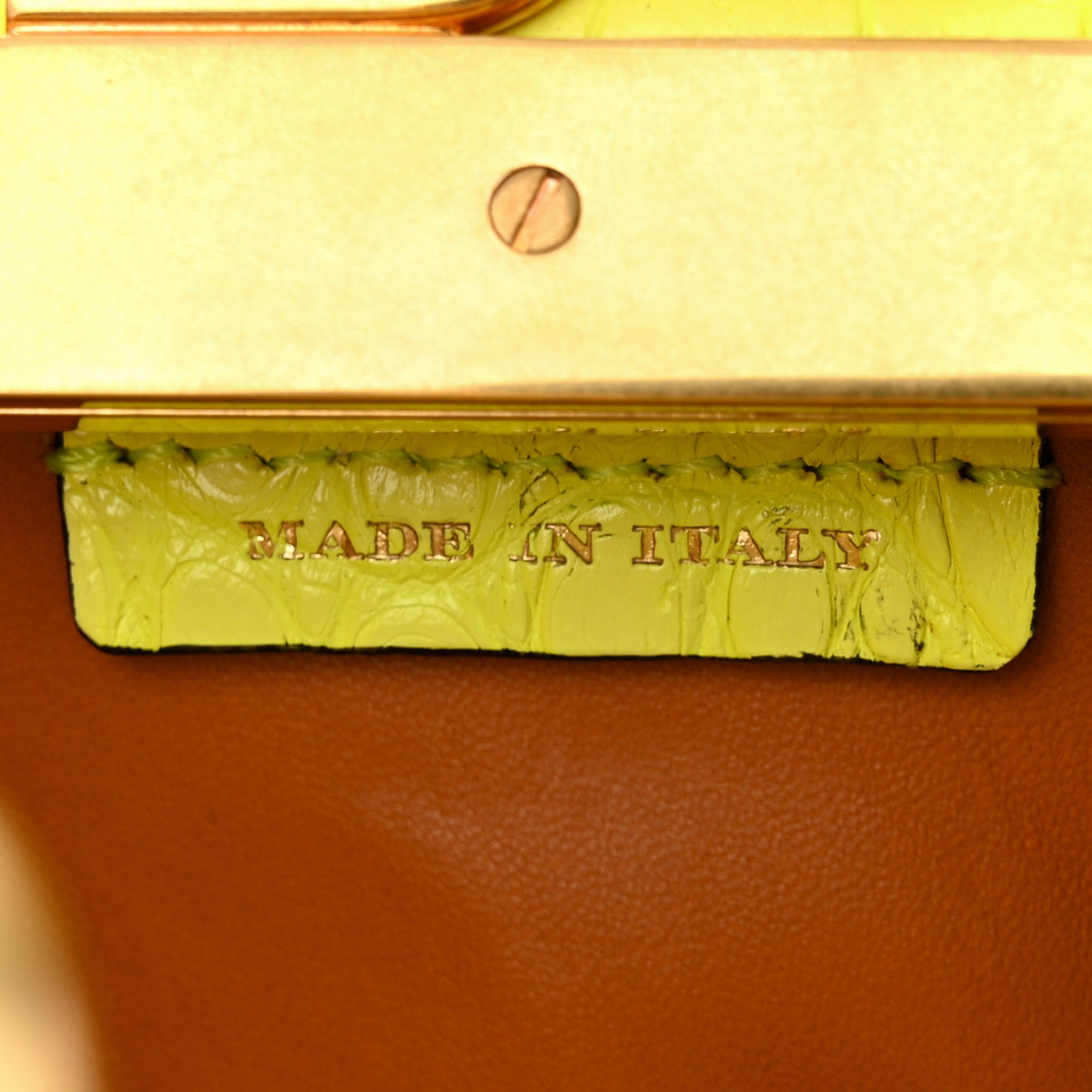 Alligator Mini Frame Bag Neon Yellow