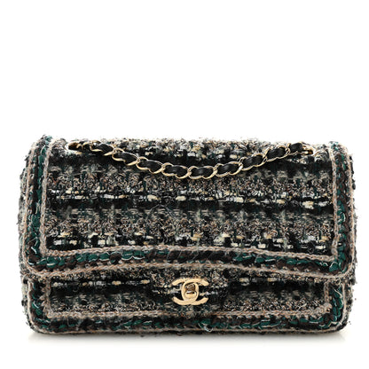 Chanel Tweed Braid Medium Flap Turquoise Multicolor 1 of 11