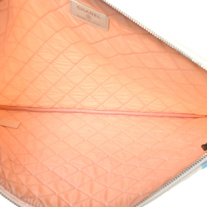 Chanel Canvas Large Coco Cuba Cosmetic Case Yellow Turquoise 3 of 6