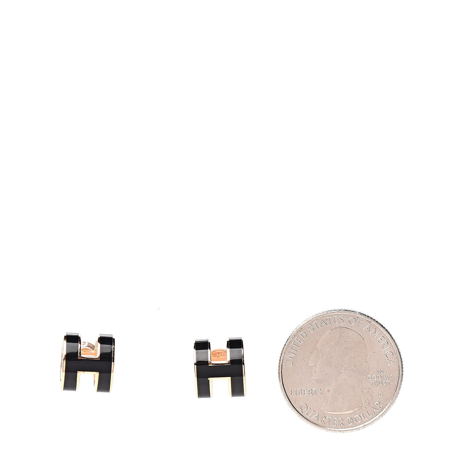 Hermes Gold Lacquered Pop H Earrings Black 2 of 4