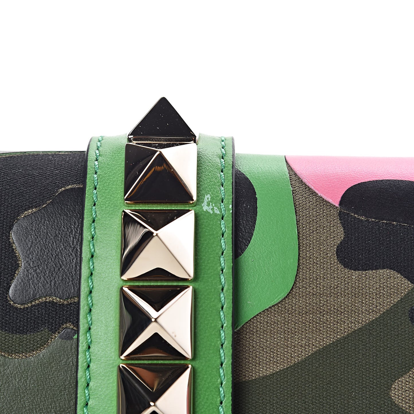 Nappa Canvas Camouflage Medium Glam Lock Rockstud Flap Multicolor