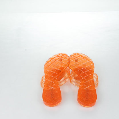 Chanel Jelly Camellia Glitter Thong Sandals 37 Orange 5 of 8