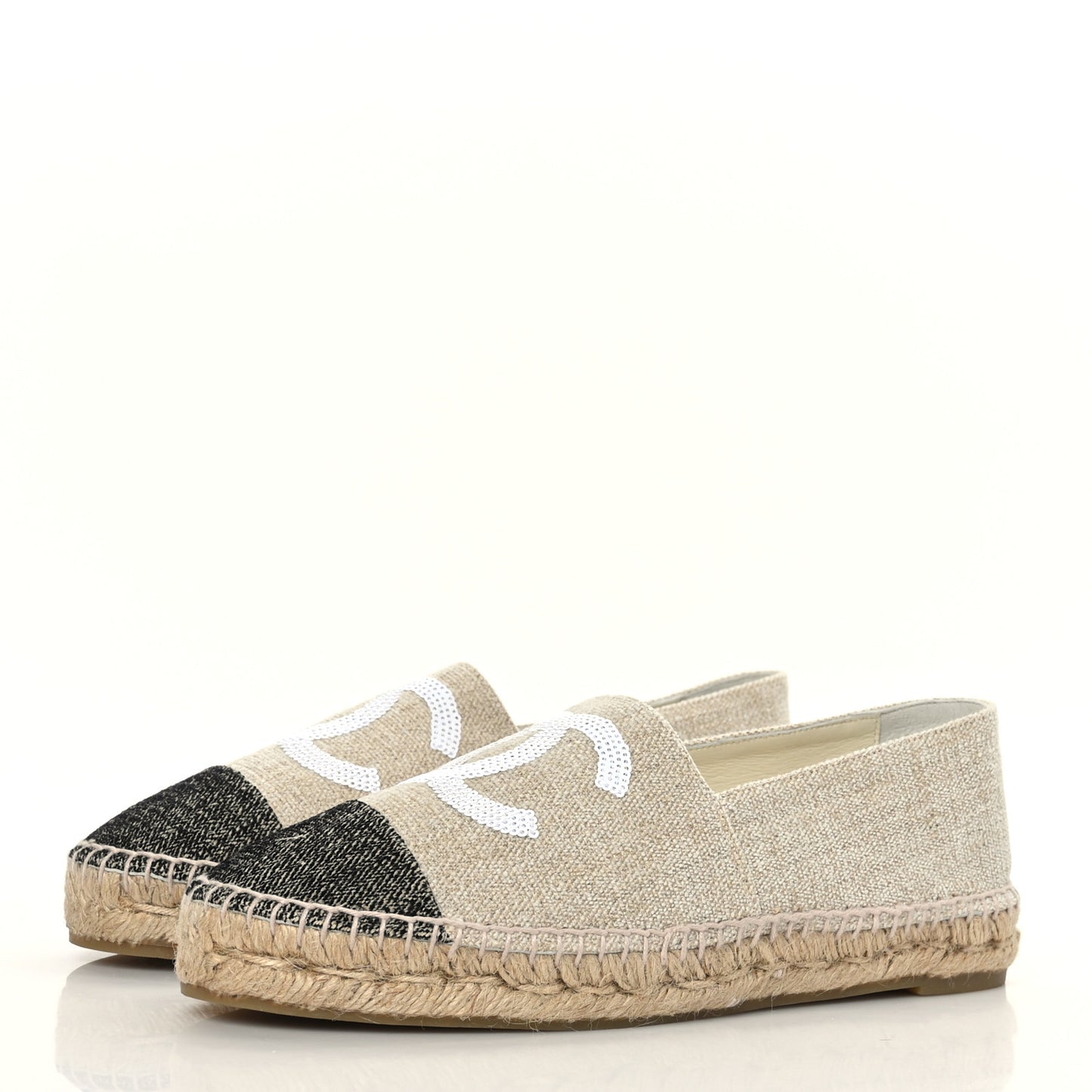 Toile Sequin CC Espadrilles 39 Beige Black