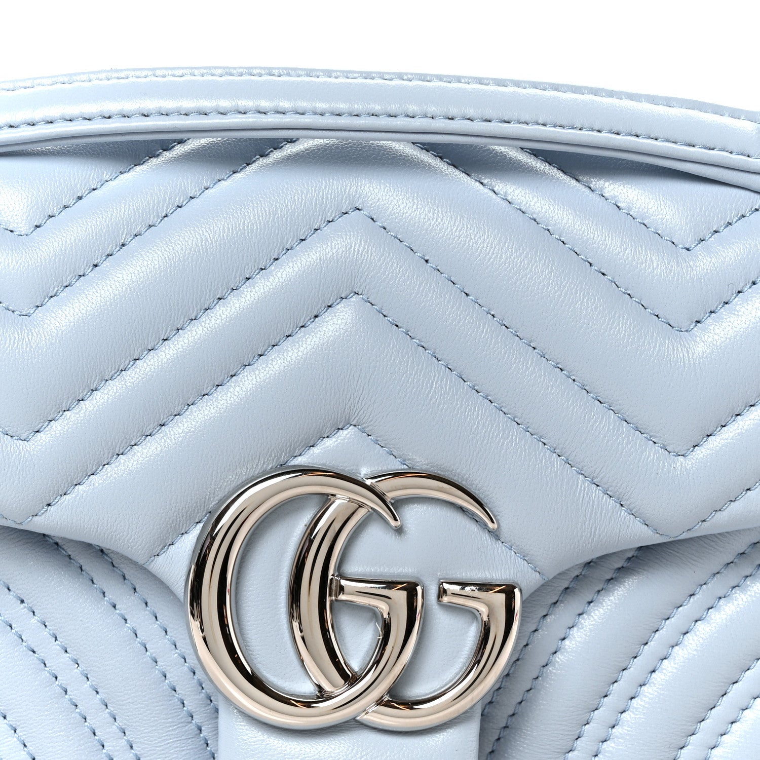 Gucci Calfskin Matelasse Medium GG Marmont Shoulder Bag Porcelain Light Blue 9 of 11