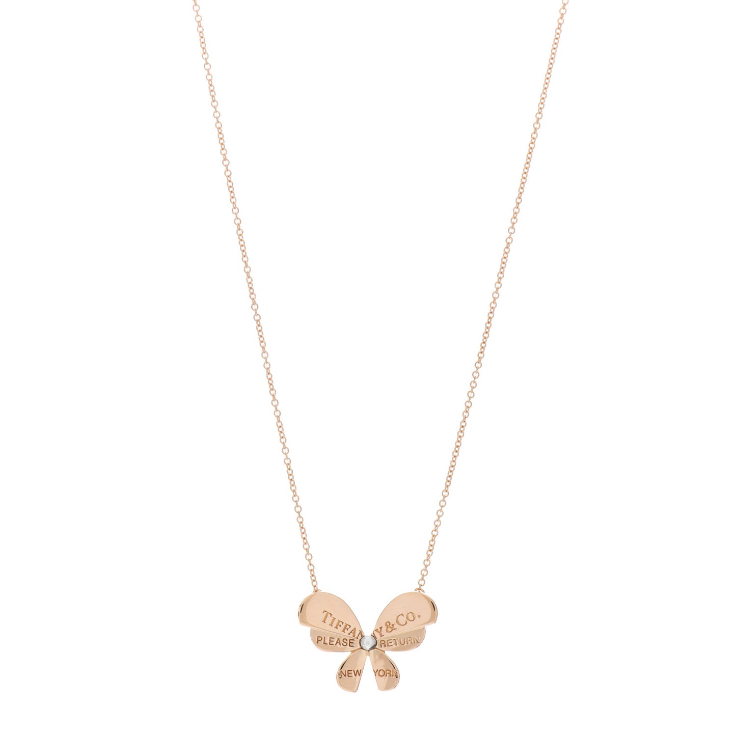 18K Rose Gold Sterling Silver Return to Tiffany Love Bugs Butterfly Pendant Necklace