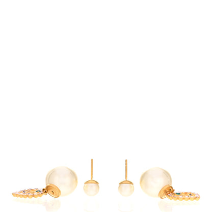 Christian Dior Pearl Crystal Heart Tribal Earrings Gold Multicolor 3 of 4