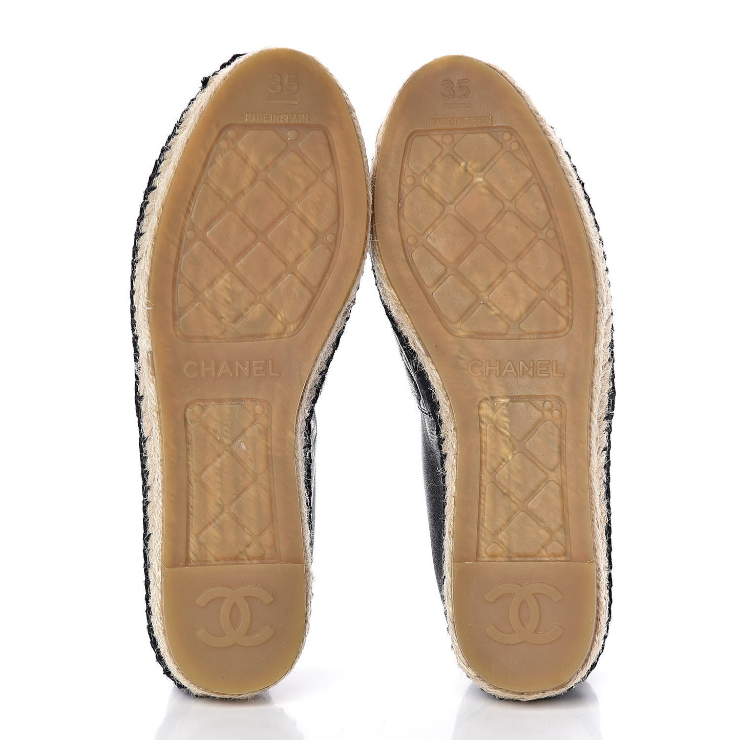 Lambskin Quilted CC Espadrilles 35 Black