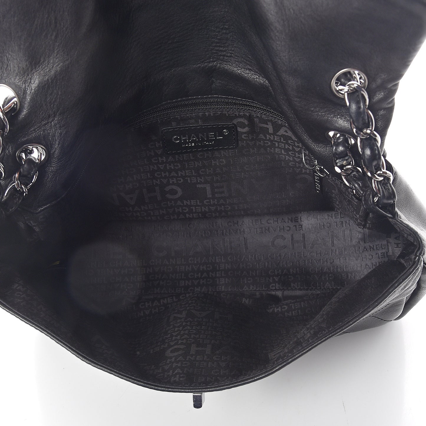 Lambskin Jumbo Mademoiselle Double Flap Black