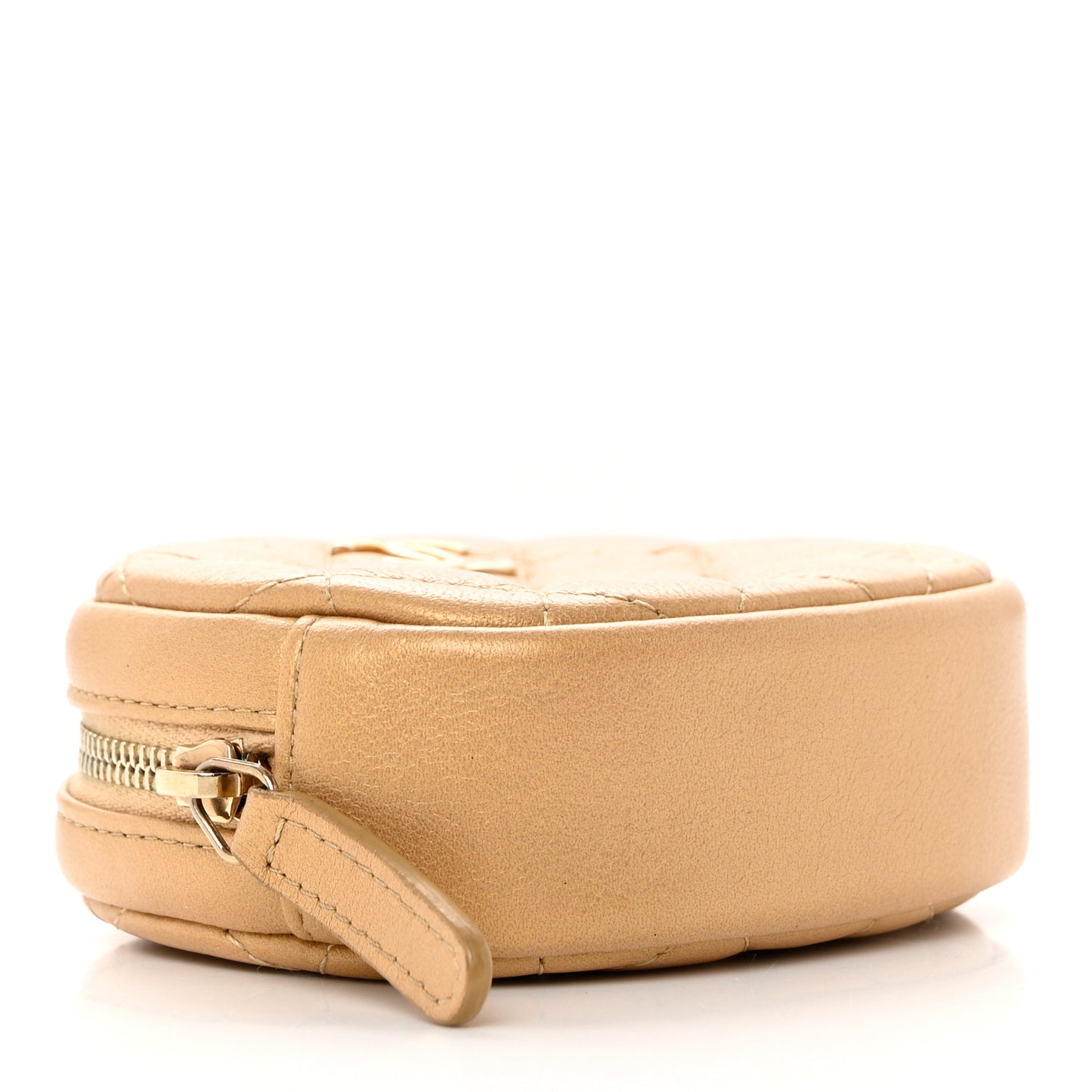 Metallic Lambskin Quilted Zip Around Classic Coin Purse Gold