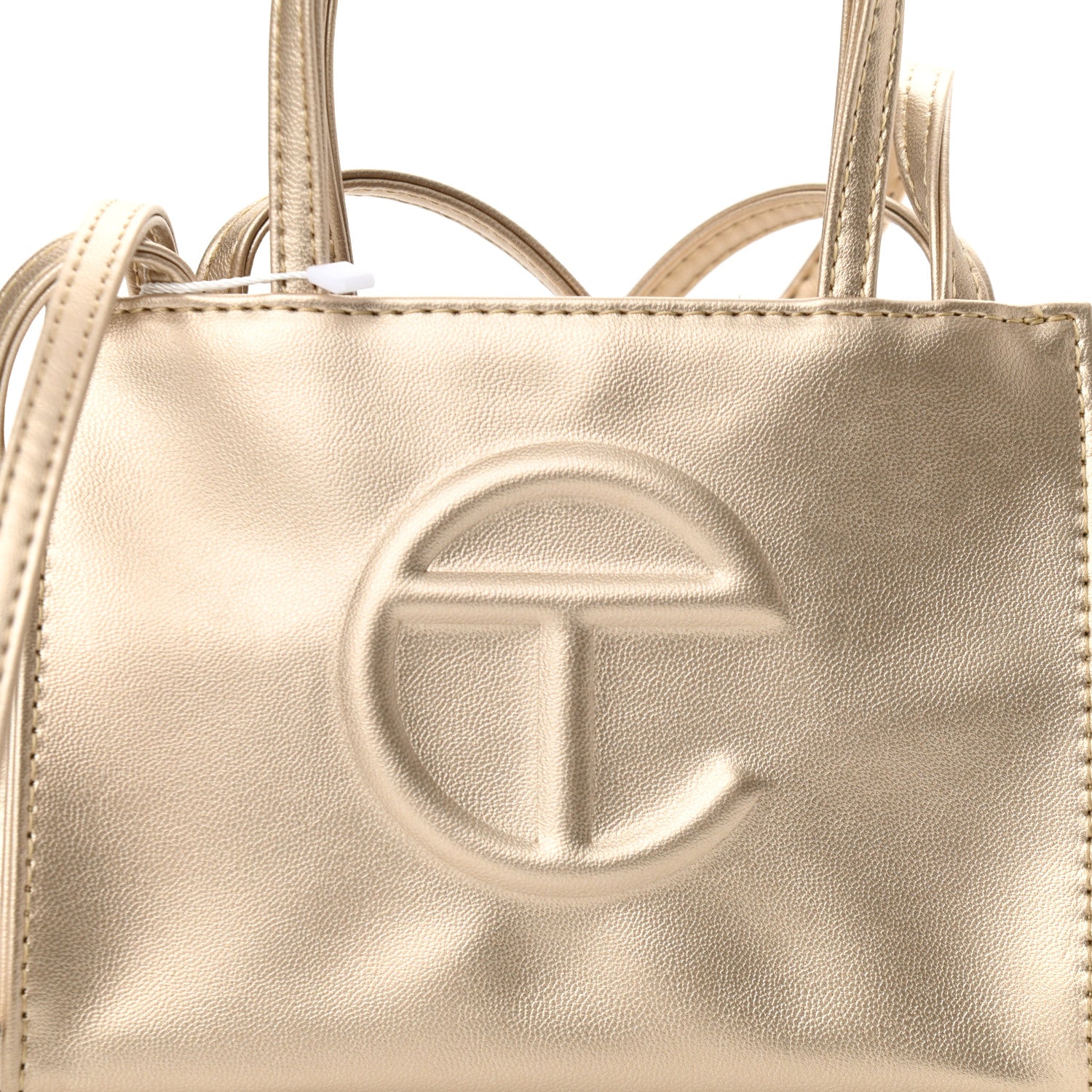 Telfar Metallic Vegan Leather Small Shopping Bag Gold 7 of 9