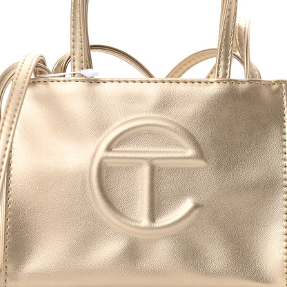 Telfar Metallic Vegan Leather Small Shopping Bag Gold 7 of 9